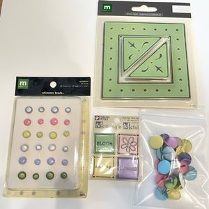 Boho Chic Pastel metal brad frame sign collection paper card crafts scrapbooking